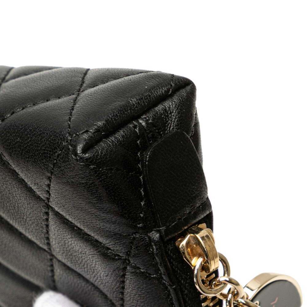 CHANEL Authentic Black Lambskin Leather Logo Wallet - Picture 4 of 13
